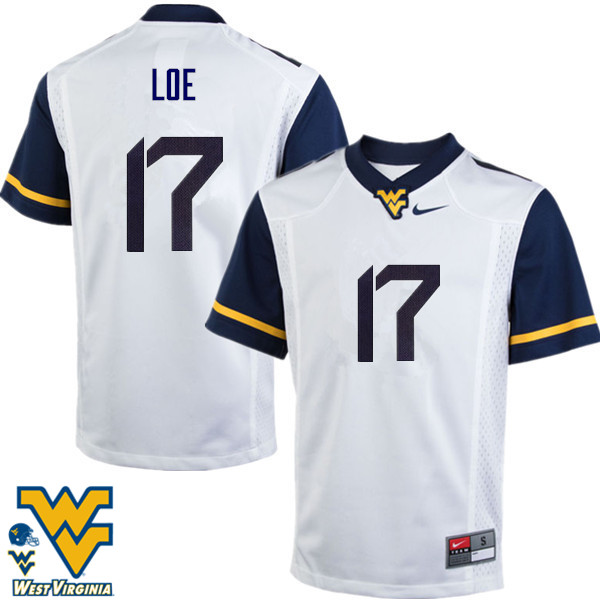 Men #17 Exree Loe West Virginia Mountaineers College Football Jerseys-White